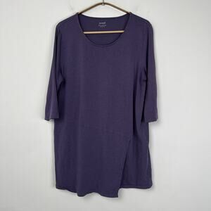 J Jill Pure Jill Women’s Size Large Purple Top Asymmetric 3/4 Sleeve‎ Wrap Tunic
